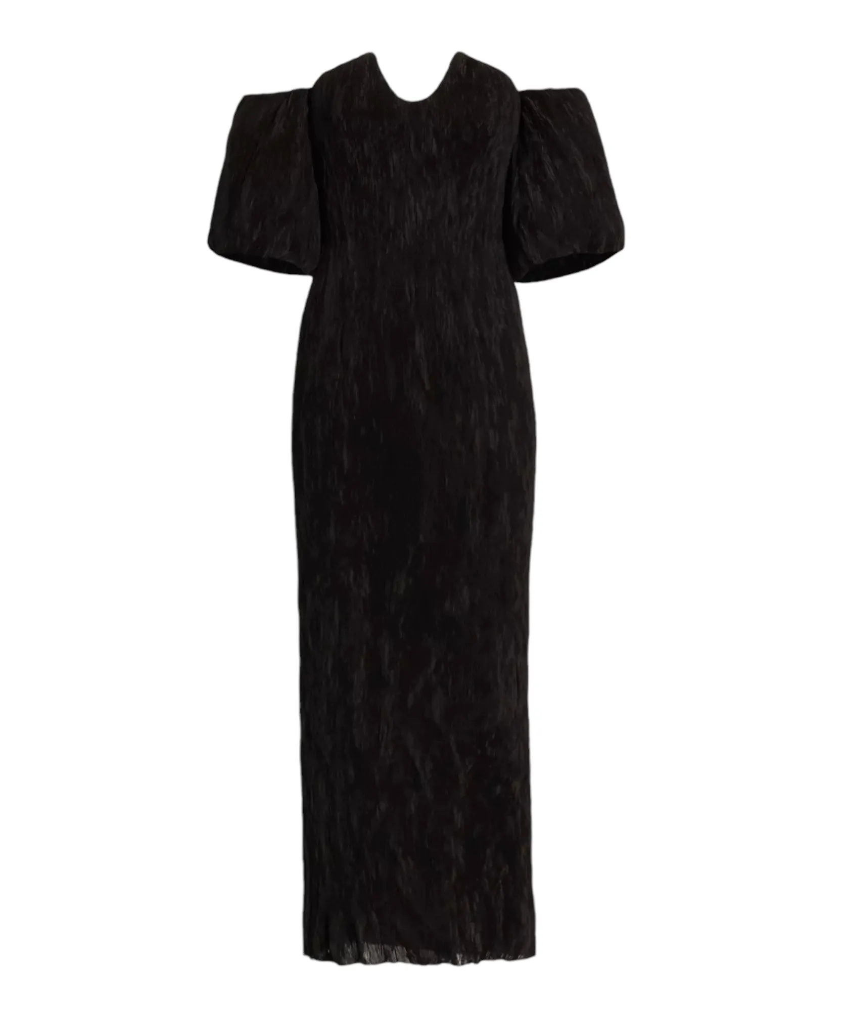 Lela Rose Black Plissé Off-The-Shoulder Dress