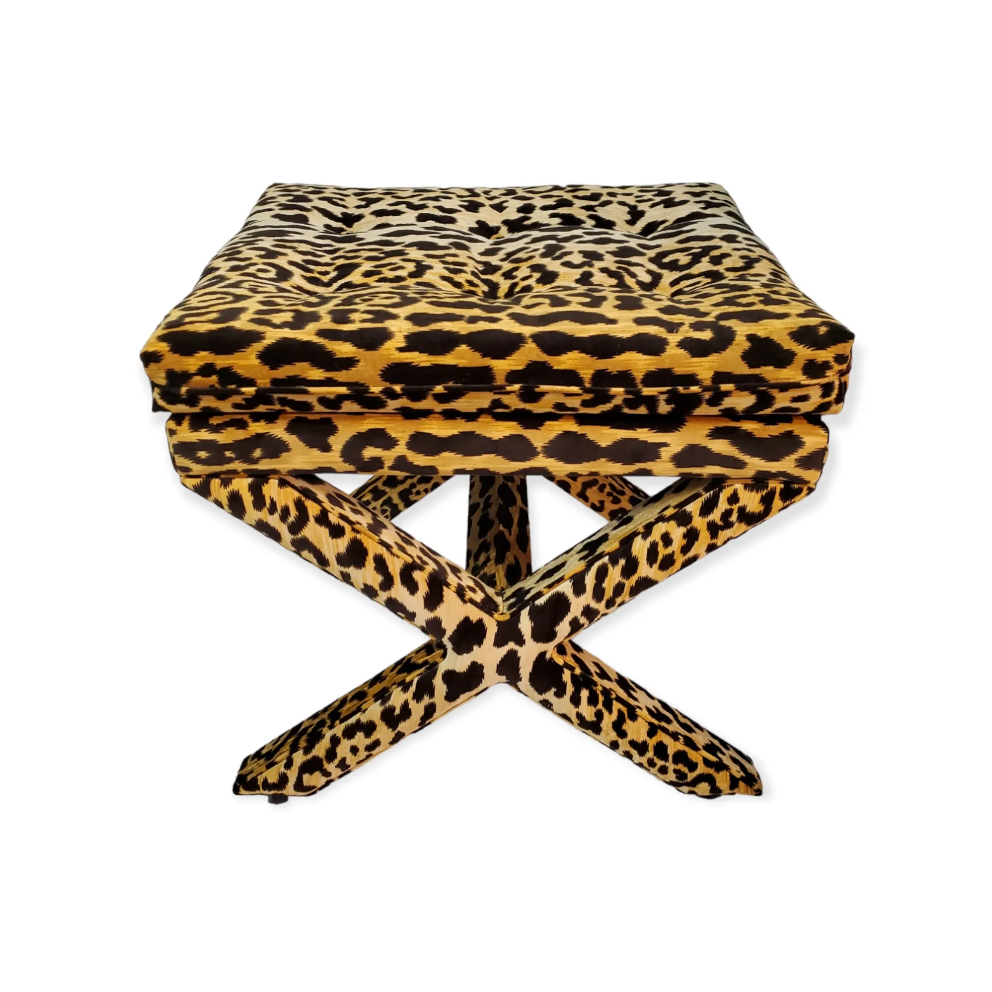 Leopard Print Velvet X Bench