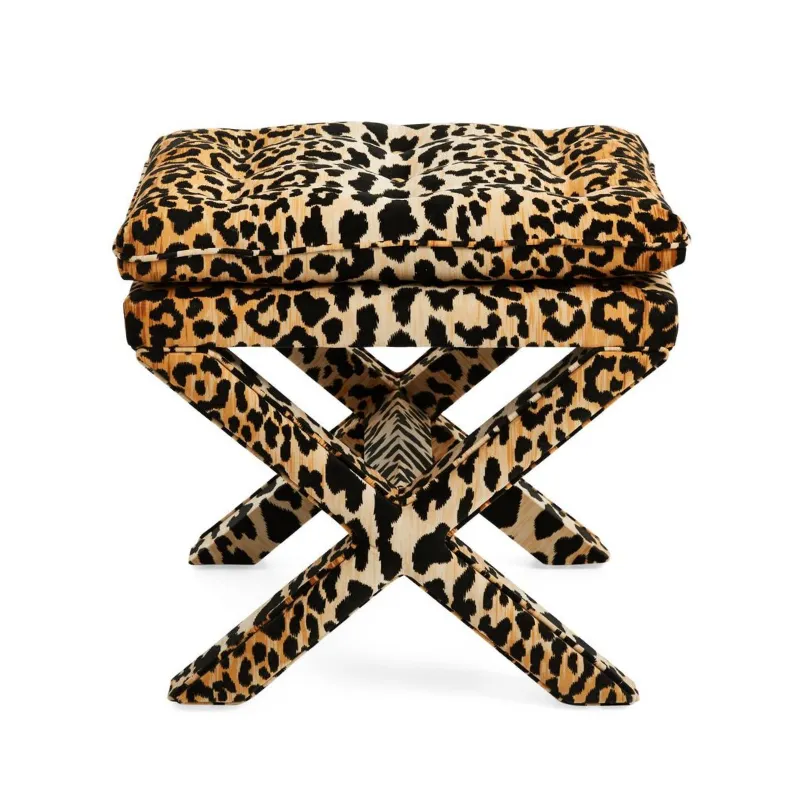 Leopard Print Velvet X Bench