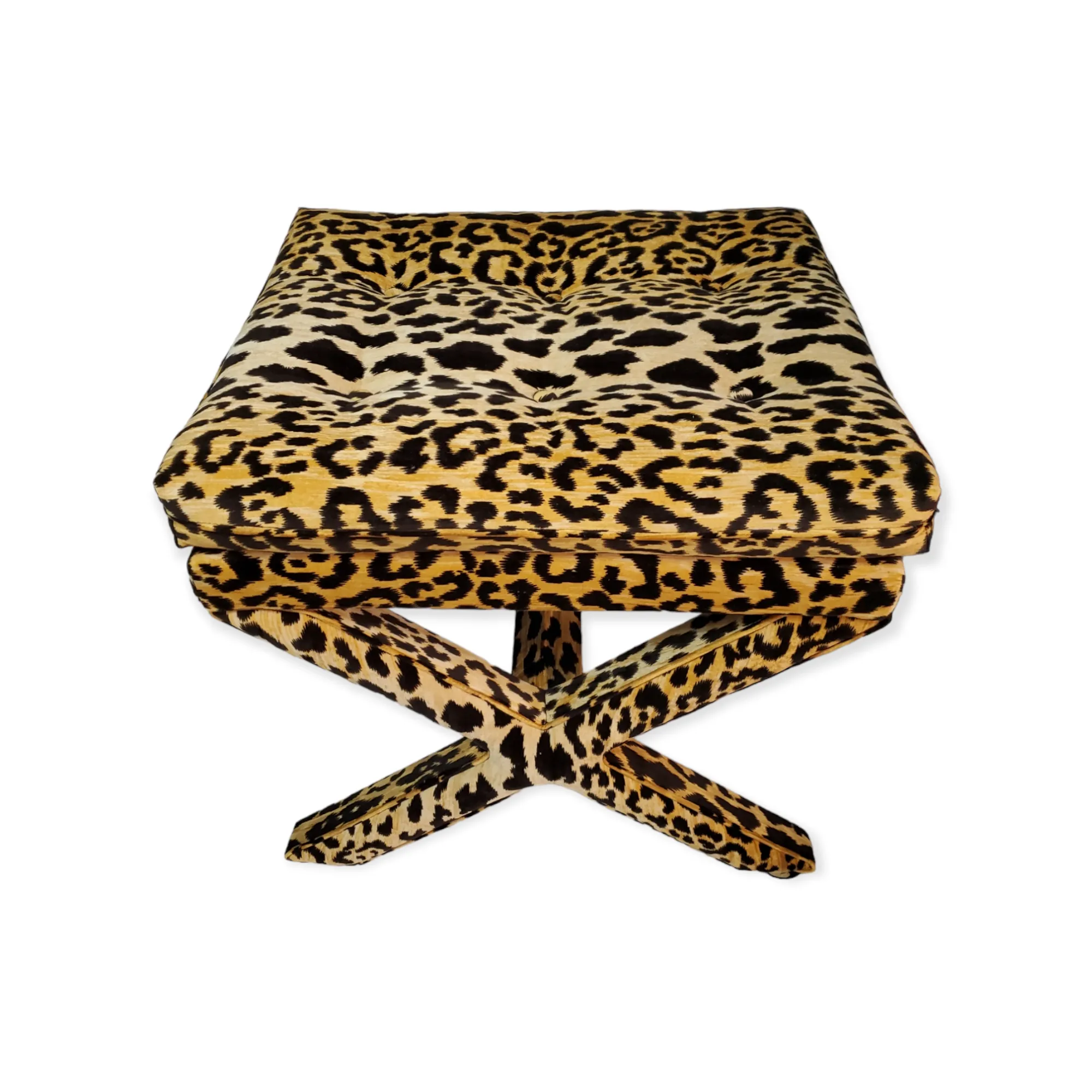 Leopard Print Velvet X Bench