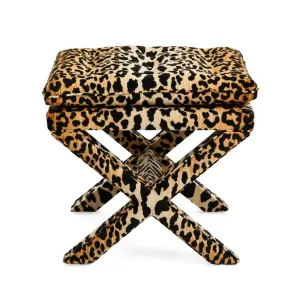 Leopard Print Velvet X Bench