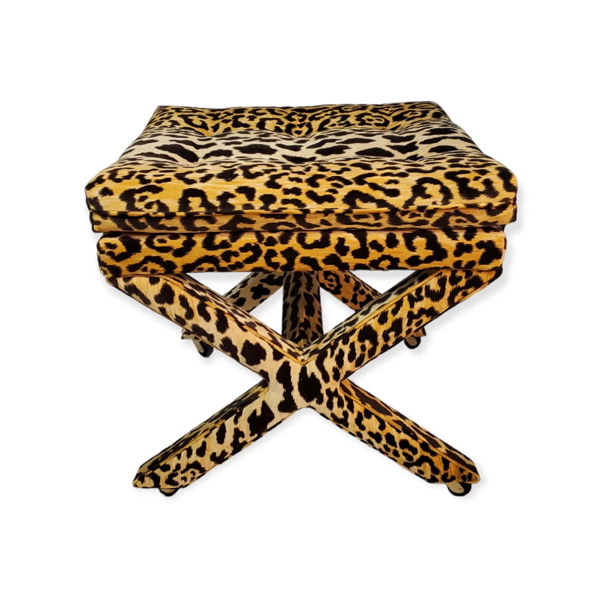 Leopard Print Velvet X Bench