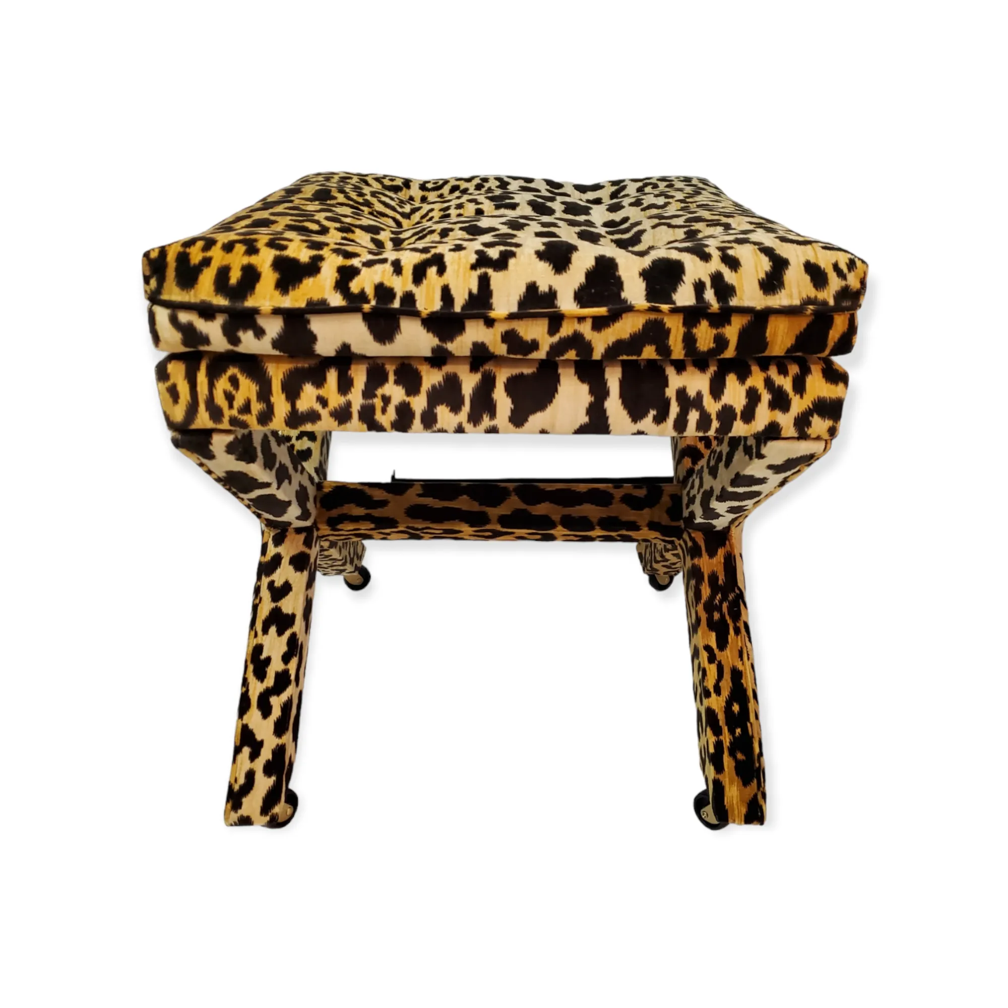 Leopard Print Velvet X Bench