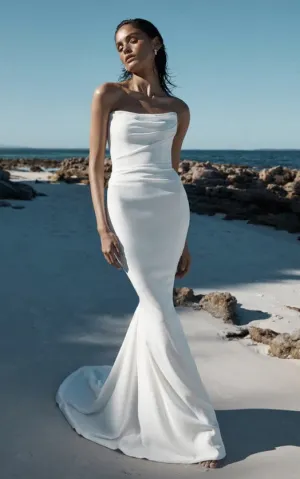 Lilia | Mermaid Satin Sleeveless Wedding Dress With Sweep Train