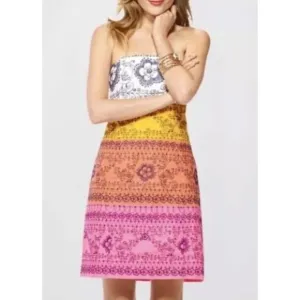 Lilly Pulitzer Bowen Color Blocked Bird Is The Word Embroidery Strapless Dress 2
