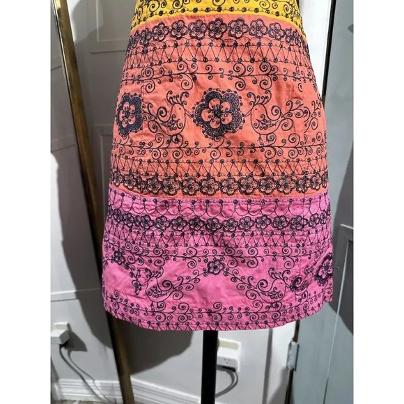 Lilly Pulitzer Bowen Color Blocked Bird Is The Word Embroidery Strapless Dress 2
