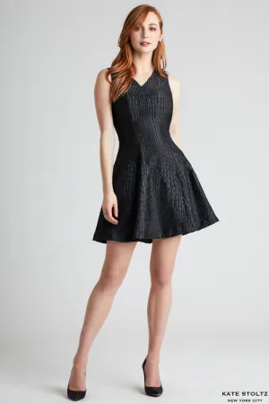 Little Black Snakeskin Jacquard Dress