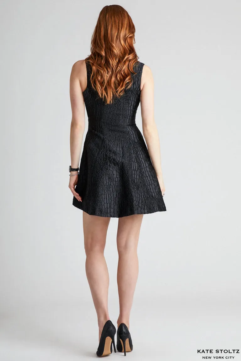 Little Black Snakeskin Jacquard Dress