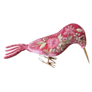 LIZA Hand Embroidered Silk Velvet Watermelon Kingfisher