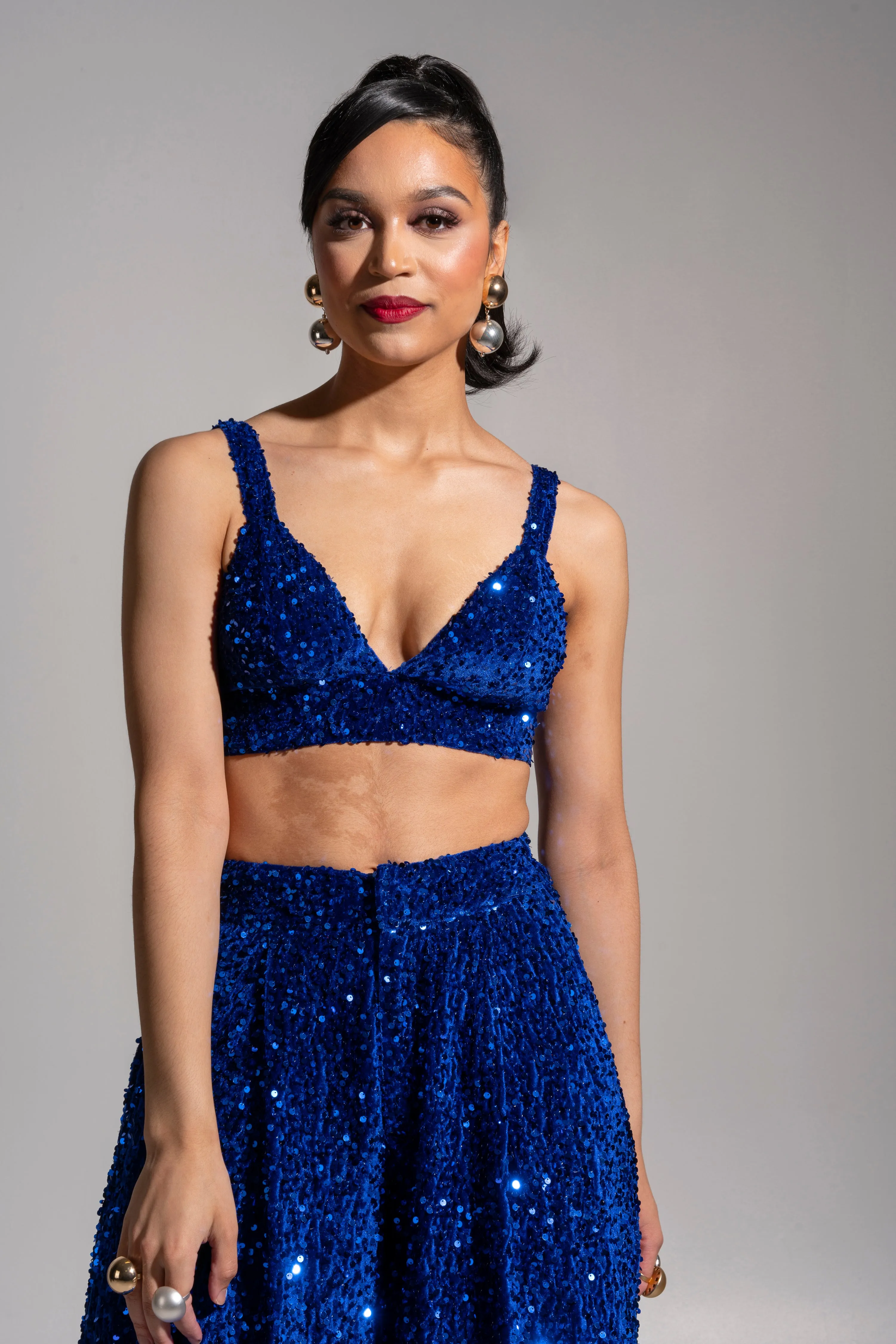 LIZA Sequin Pants in SAPPHIRE