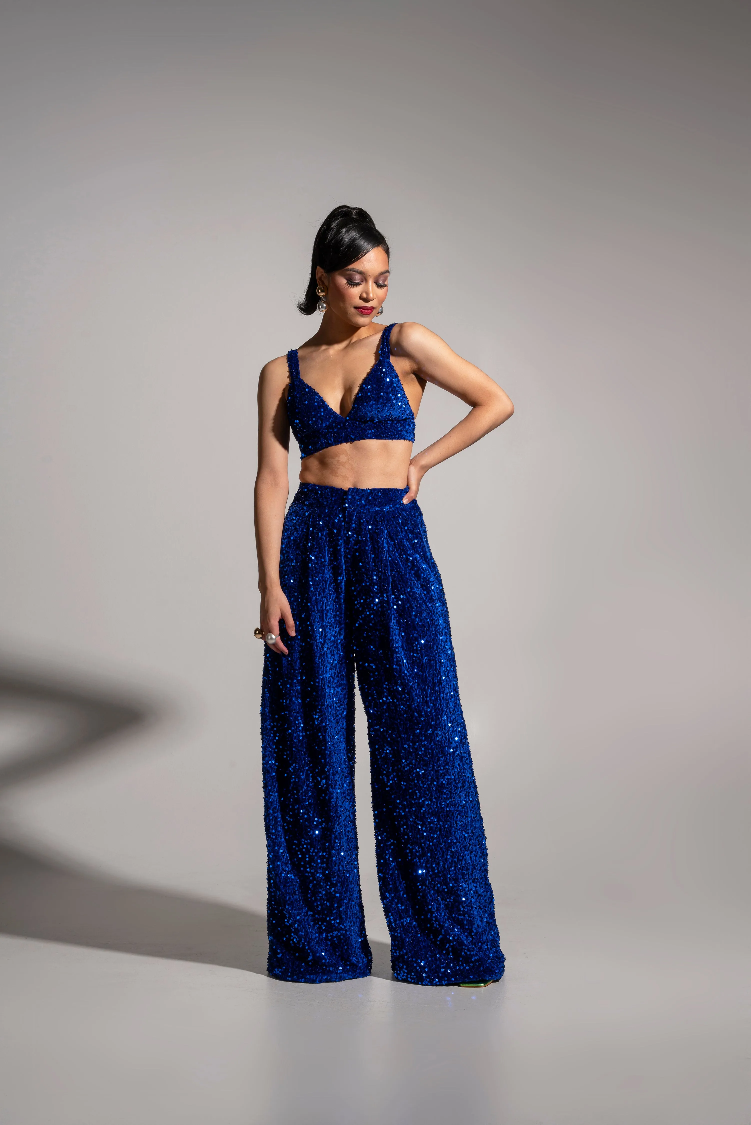 LIZA Sequin Pants in SAPPHIRE