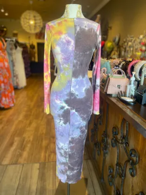 Long Sleeve Zipper Back Pencil Dress FS