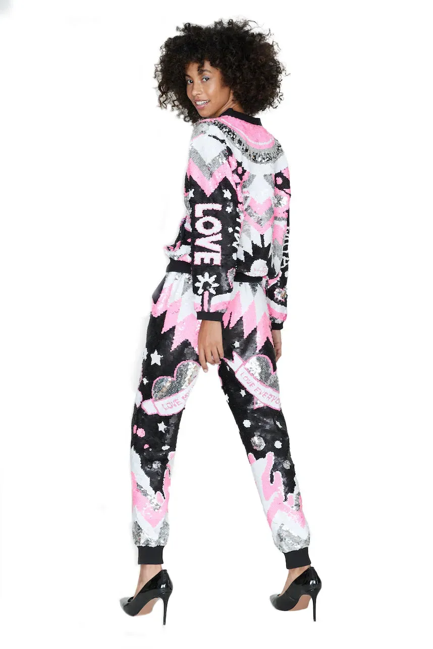Love Everyone Pink Sequin Runner Pants