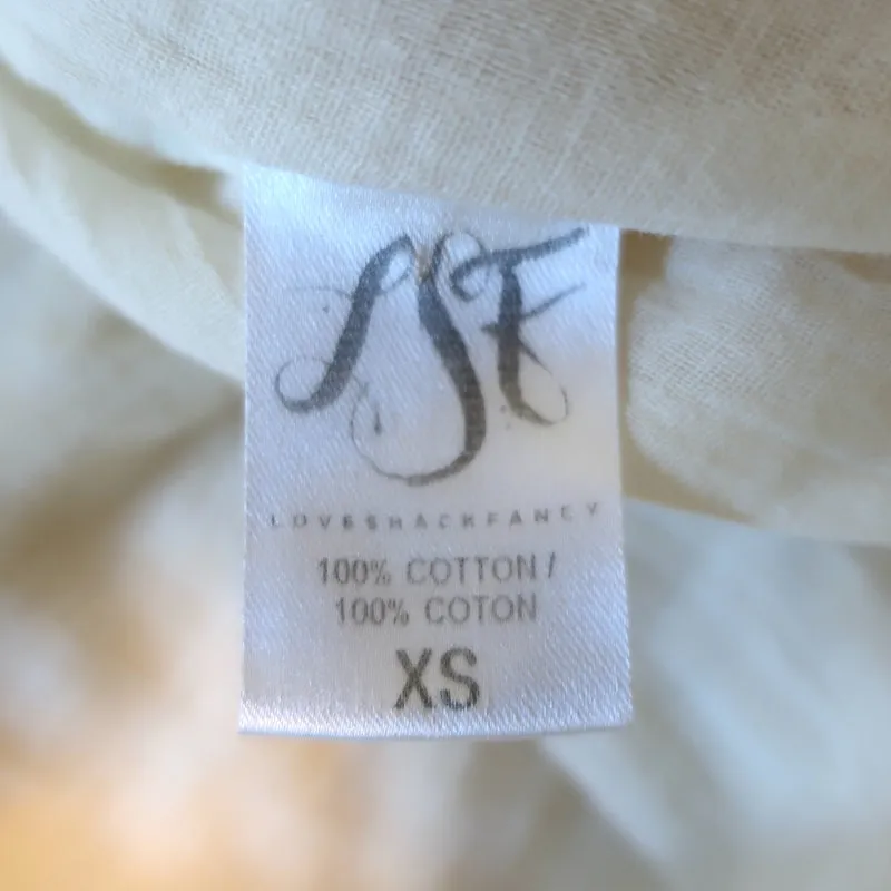 LoveShackFancy Off the Shoulder Embroidered Mini Dress Ivory Size Extra Small
