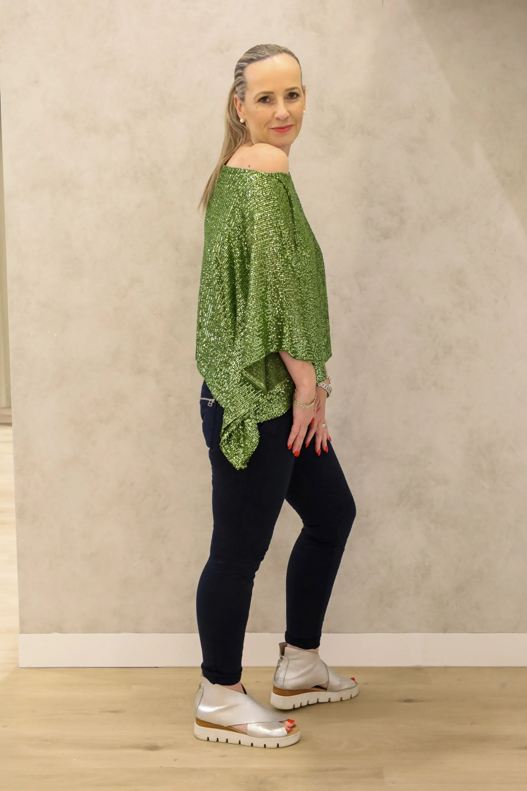 Lynsay Sequin Top in Lime Splice