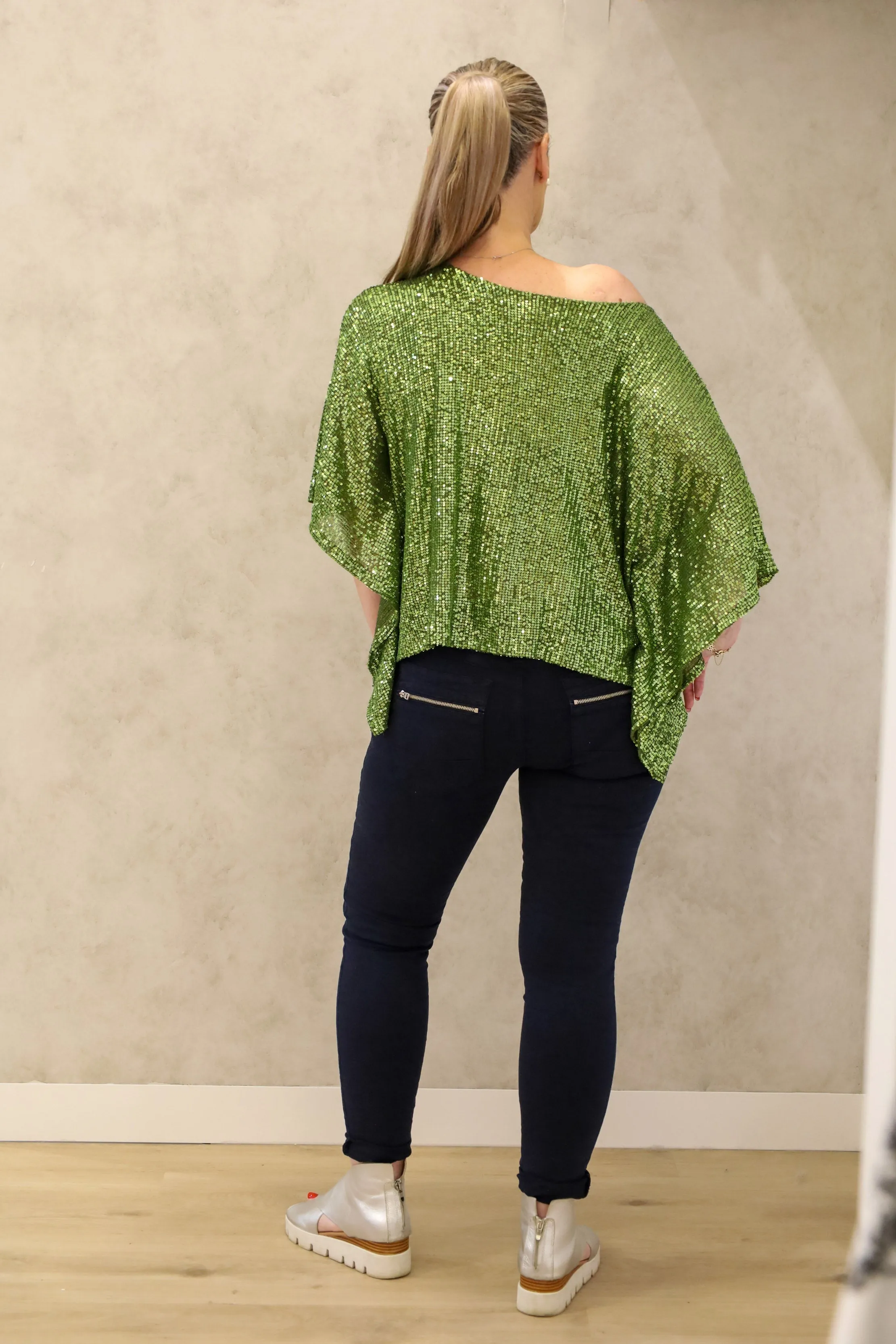 Lynsay Sequin Top in Lime Splice