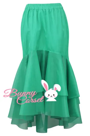 Mackenzie Green Satin & Mesh Net Elasticated Skirt