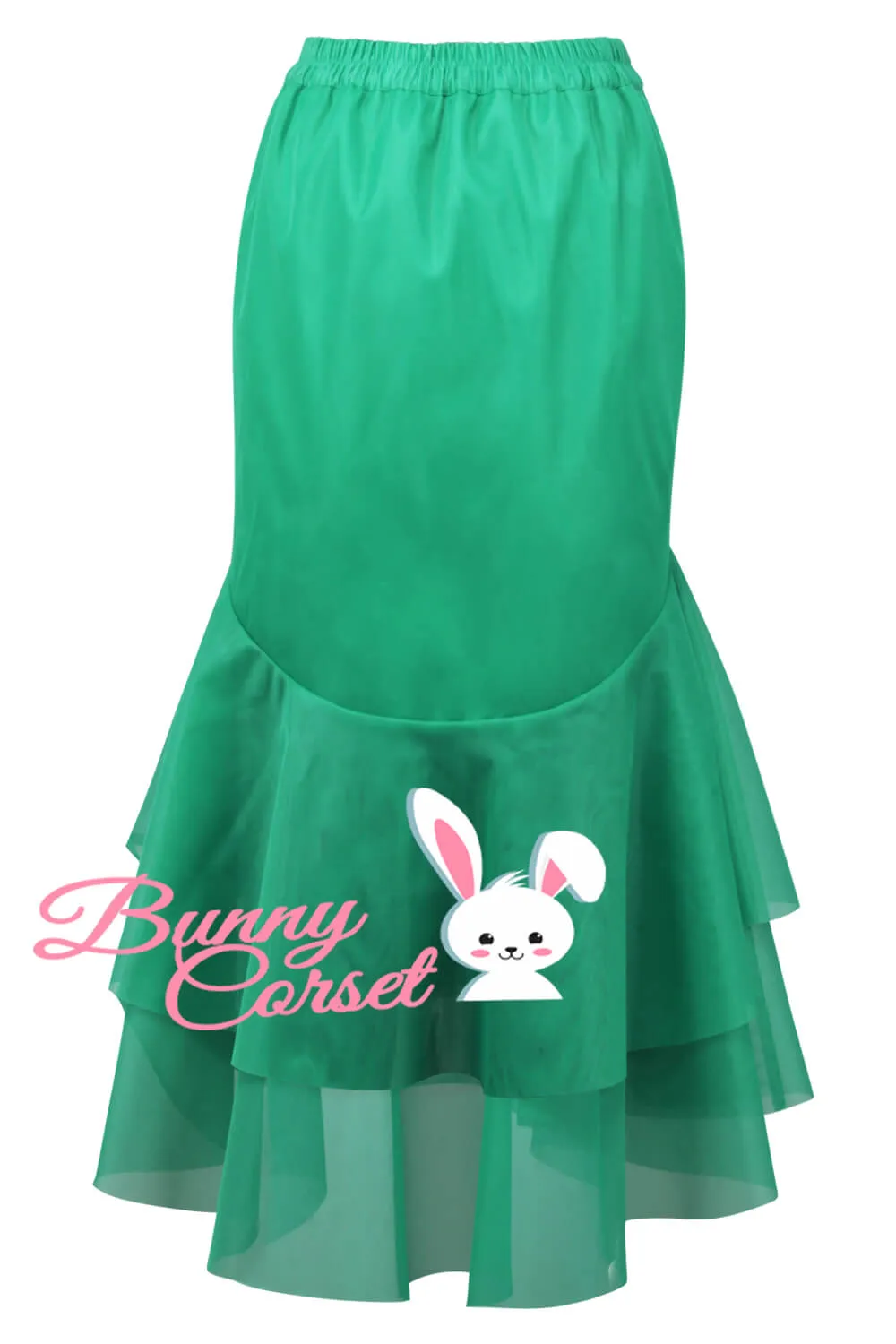 Mackenzie Green Satin & Mesh Net Elasticated Skirt
