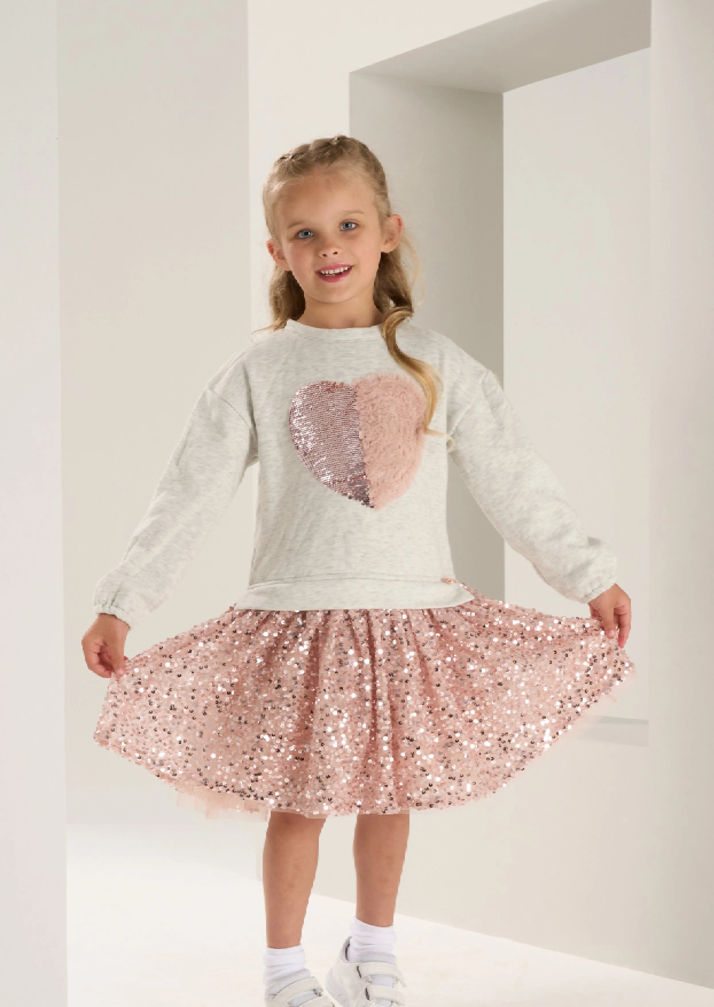 Madelyn Sequin Skirt Sweat Dress