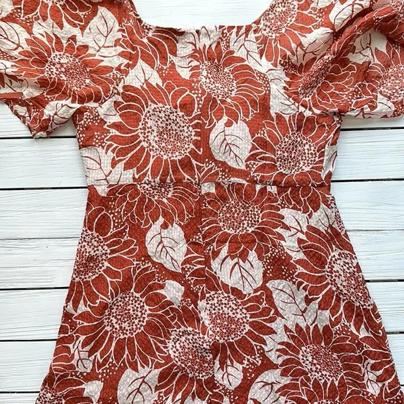 Madewell Silk Tie-Front Mini Dress in Sunflower Season Orange Cream size 2