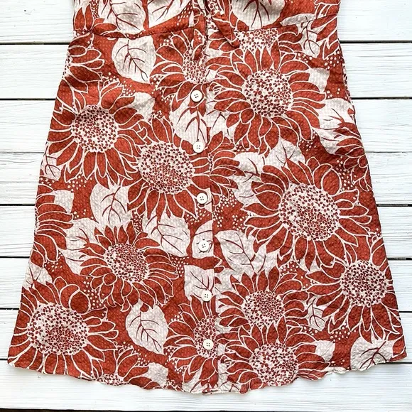 Madewell Silk Tie-Front Mini Dress in Sunflower Season Orange Cream size 2