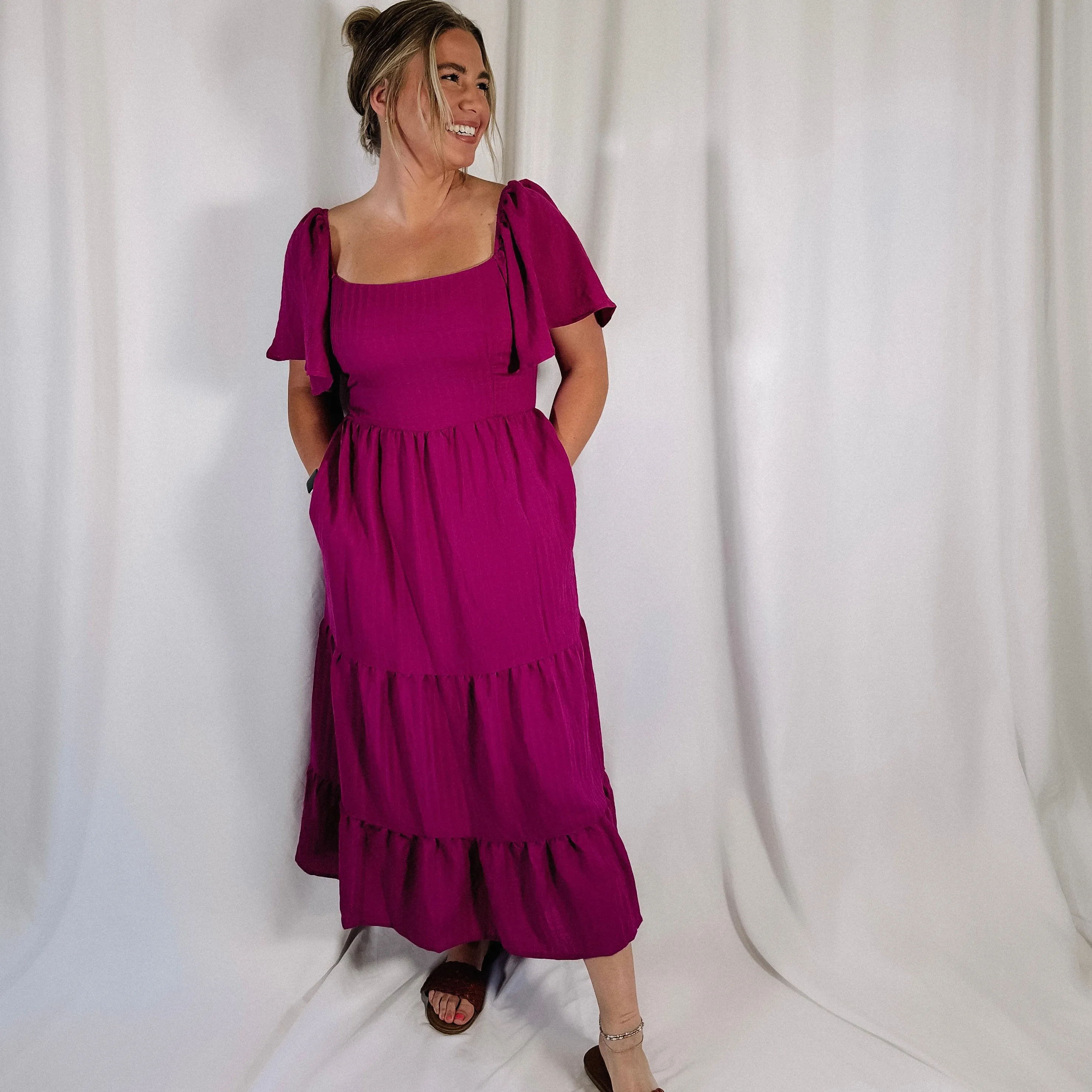 Magenta Fields Midi Dress - LAST ONE