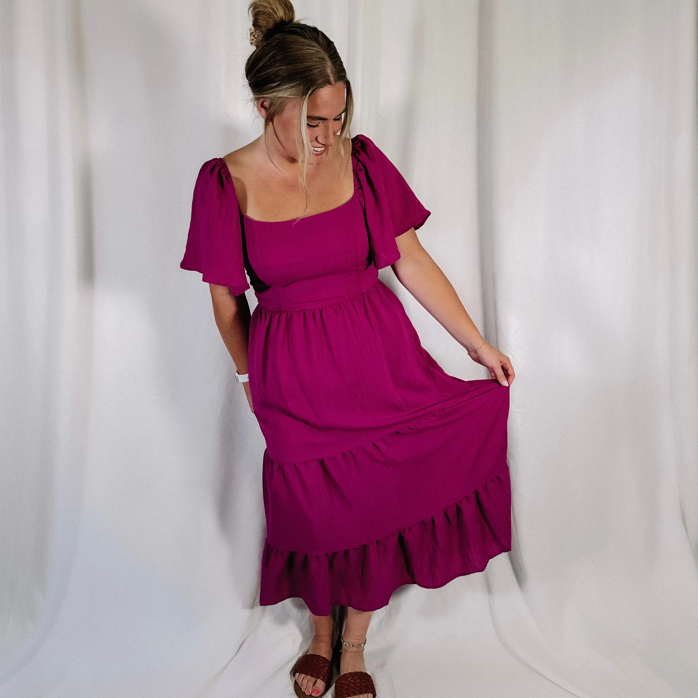 Magenta Fields Midi Dress - LAST ONE