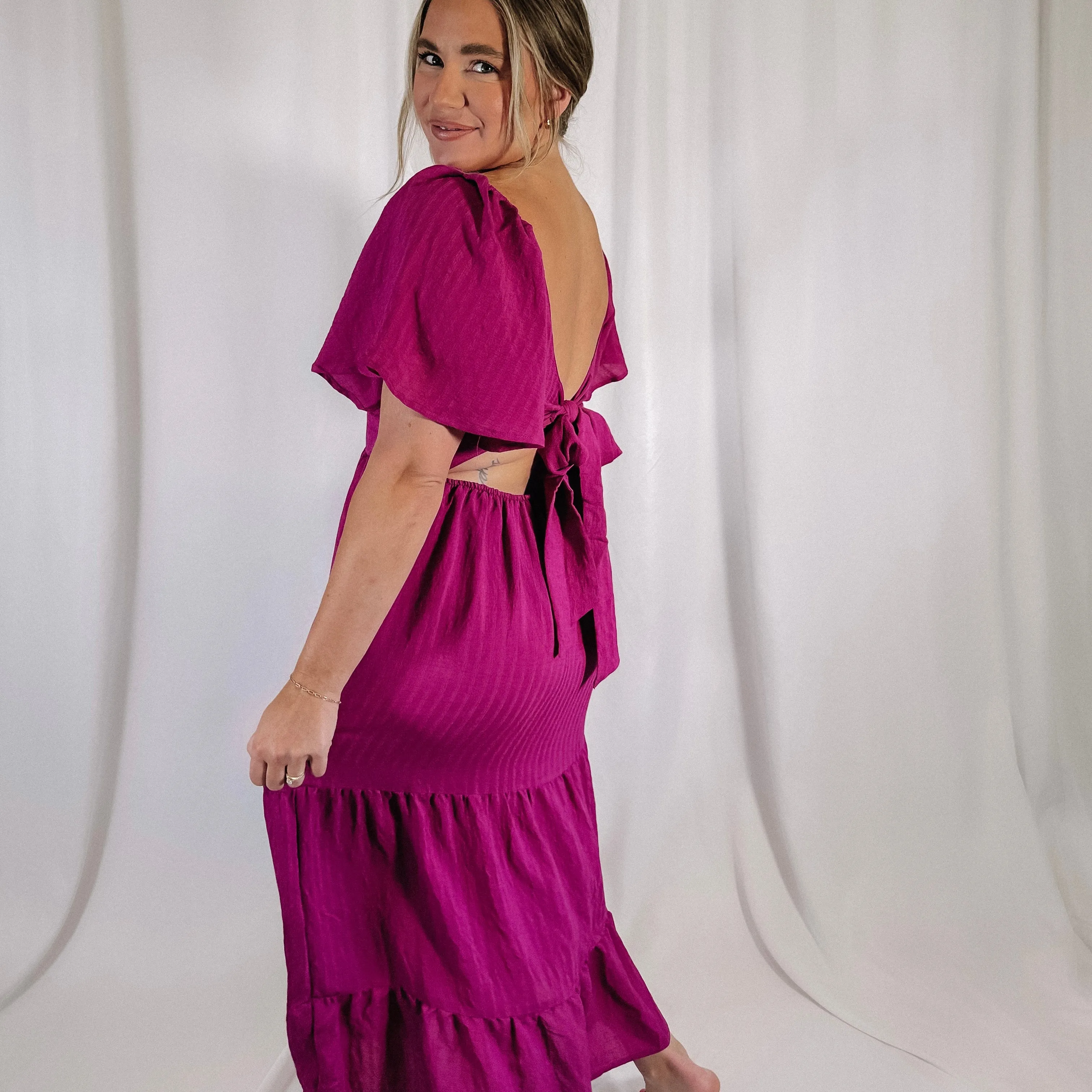 Magenta Fields Midi Dress - LAST ONE
