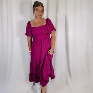 Magenta Fields Midi Dress - LAST ONE