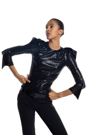 Magissa | Bold Glamour: Draped Sequin Bodysuit
