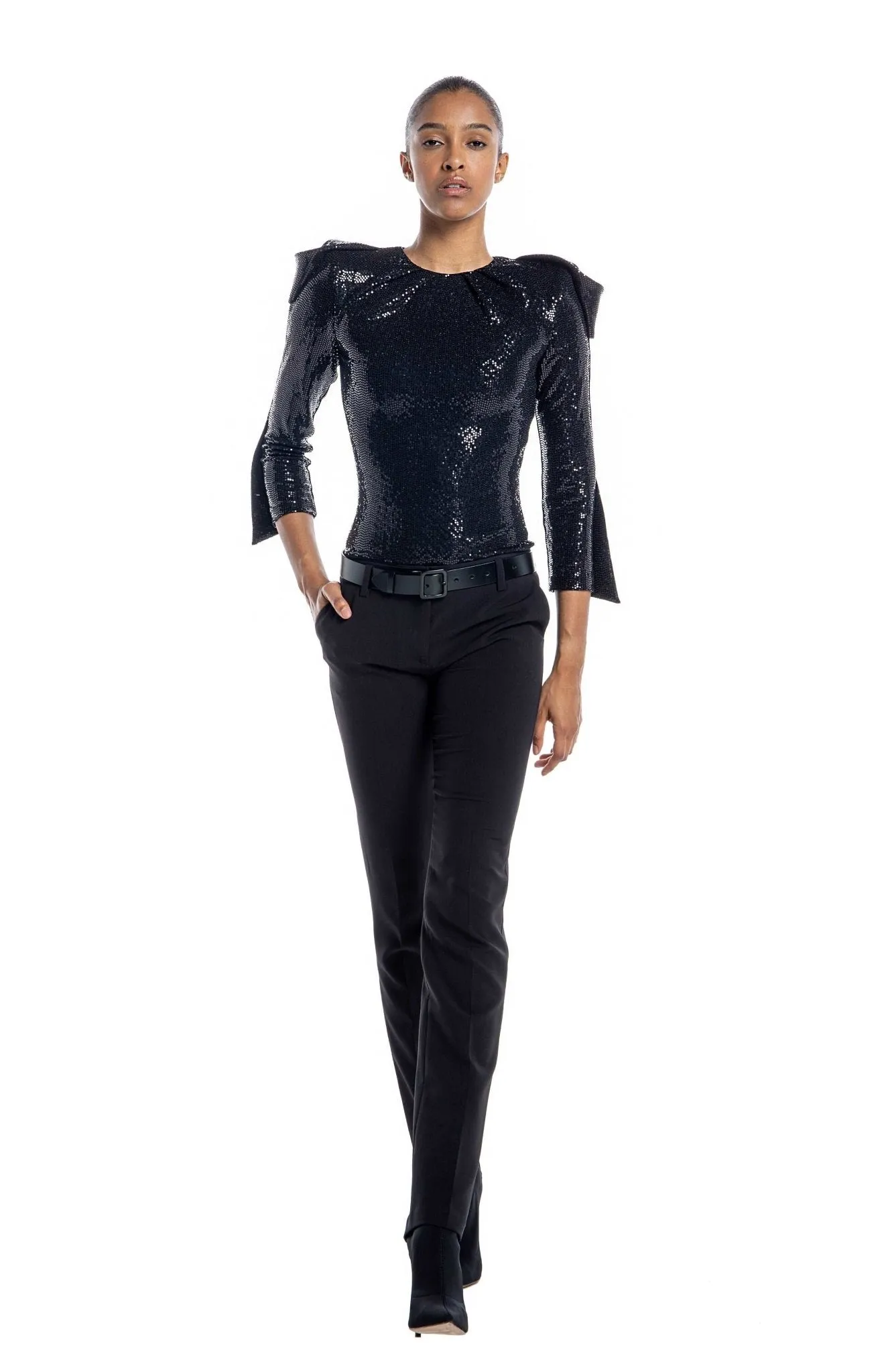 Magissa | Bold Glamour: Draped Sequin Bodysuit