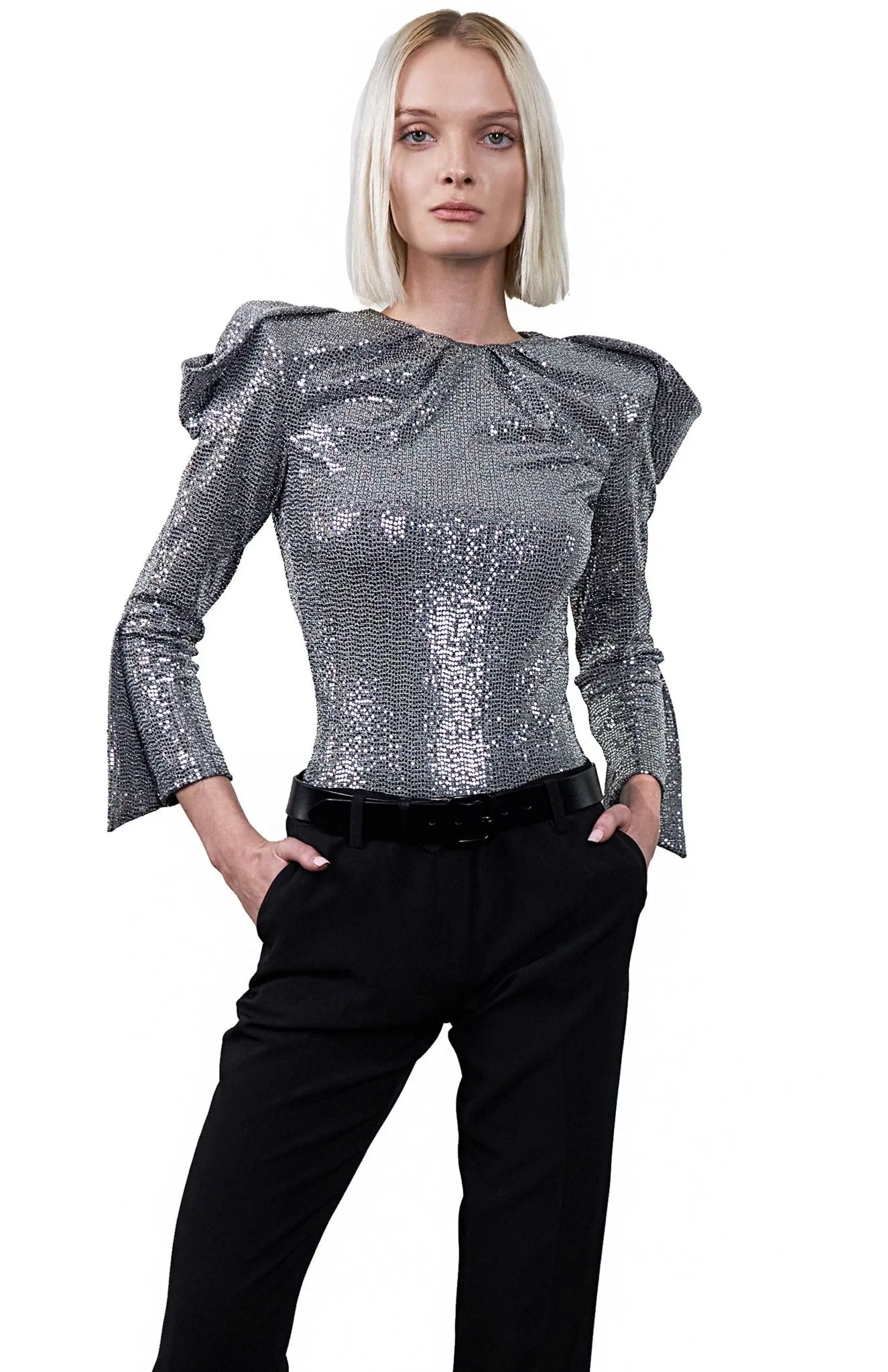 Magissa | Bold Glamour: Draped Sequin Bodysuit