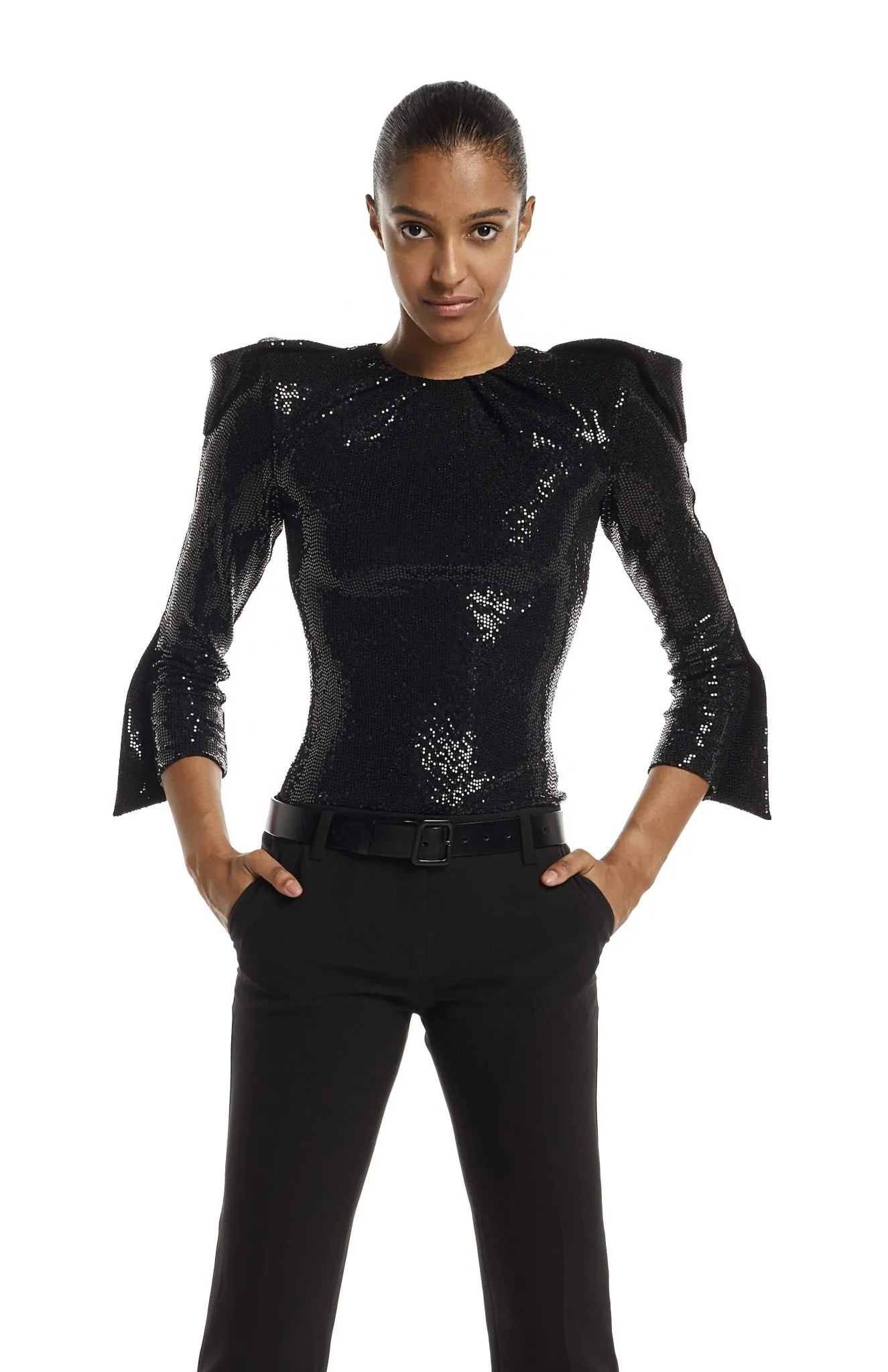Magissa | Bold Glamour: Draped Sequin Bodysuit