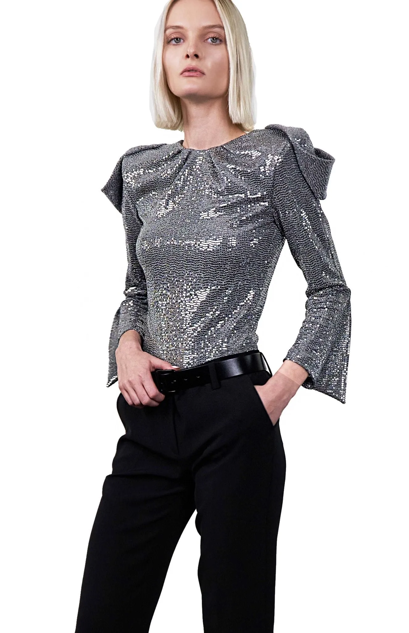 Magissa | Bold Glamour: Draped Sequin Bodysuit