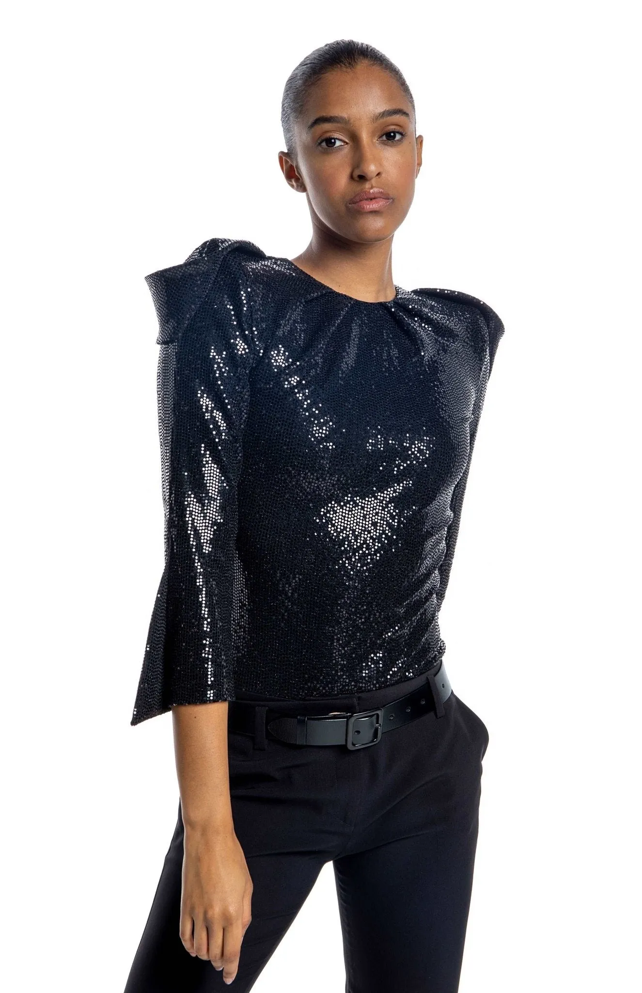 Magissa | Bold Glamour: Draped Sequin Bodysuit
