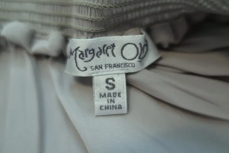 Margaret O'Leary Handkerchief Skirt Light Gray Shirred Matte Satin Size Small