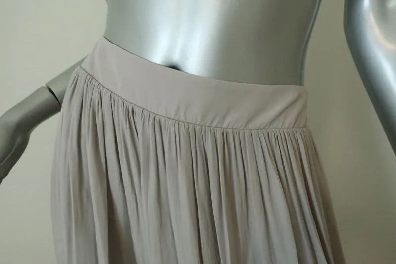 Margaret O'Leary Handkerchief Skirt Light Gray Shirred Matte Satin Size Small
