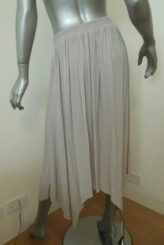 Margaret O'Leary Handkerchief Skirt Light Gray Shirred Matte Satin Size Small