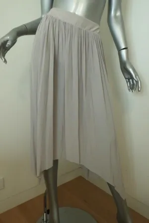Margaret O'Leary Handkerchief Skirt Light Gray Shirred Matte Satin Size Small