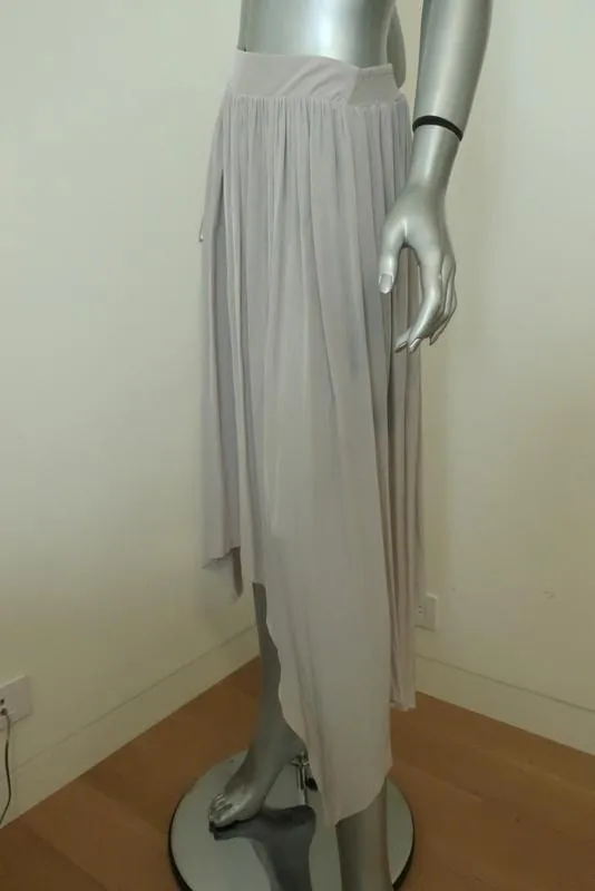 Margaret O'Leary Handkerchief Skirt Light Gray Shirred Matte Satin Size Small