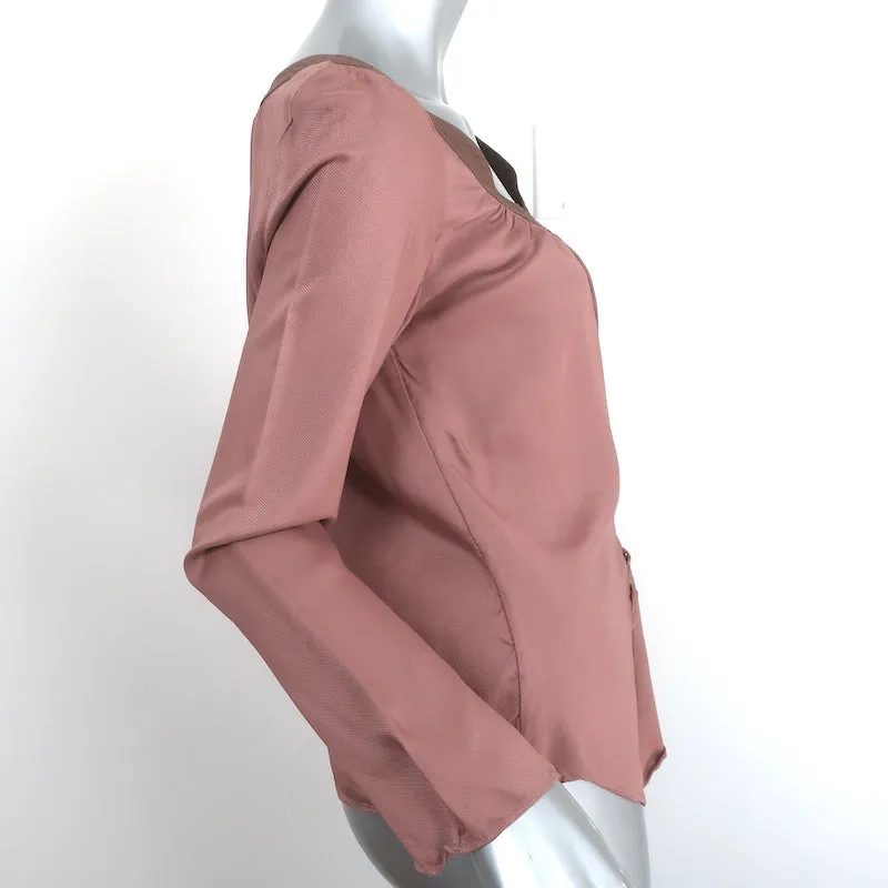 Marni Asymmetric Buttoned Blouse Antique Rose Silk-Blend Size 38 Long Sleeve Top