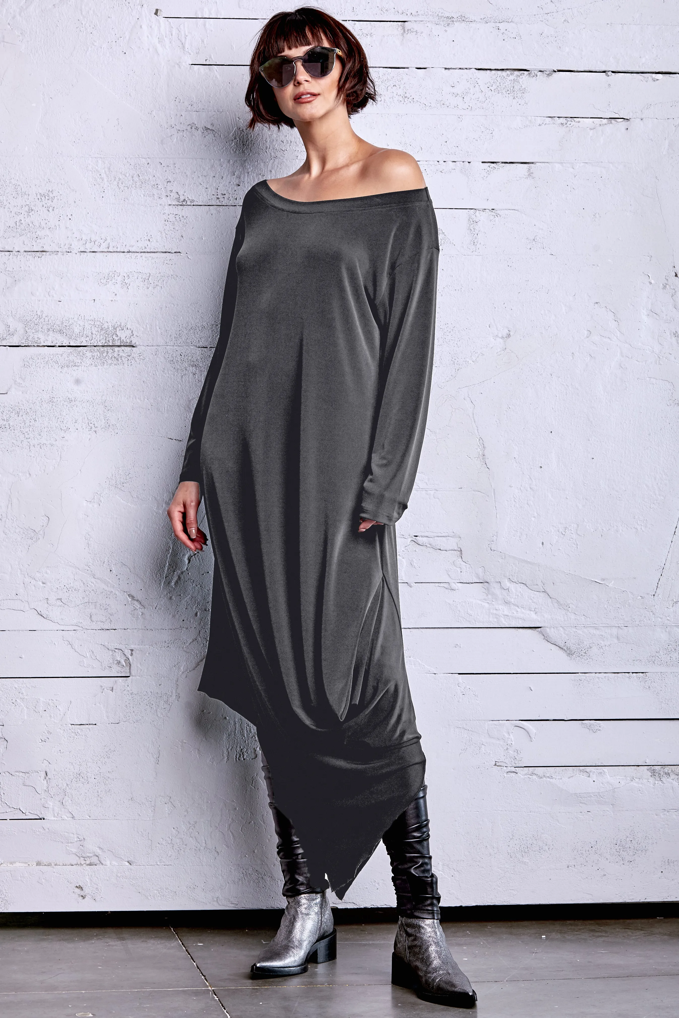 Matte Jersey Off The Shoulder Dress