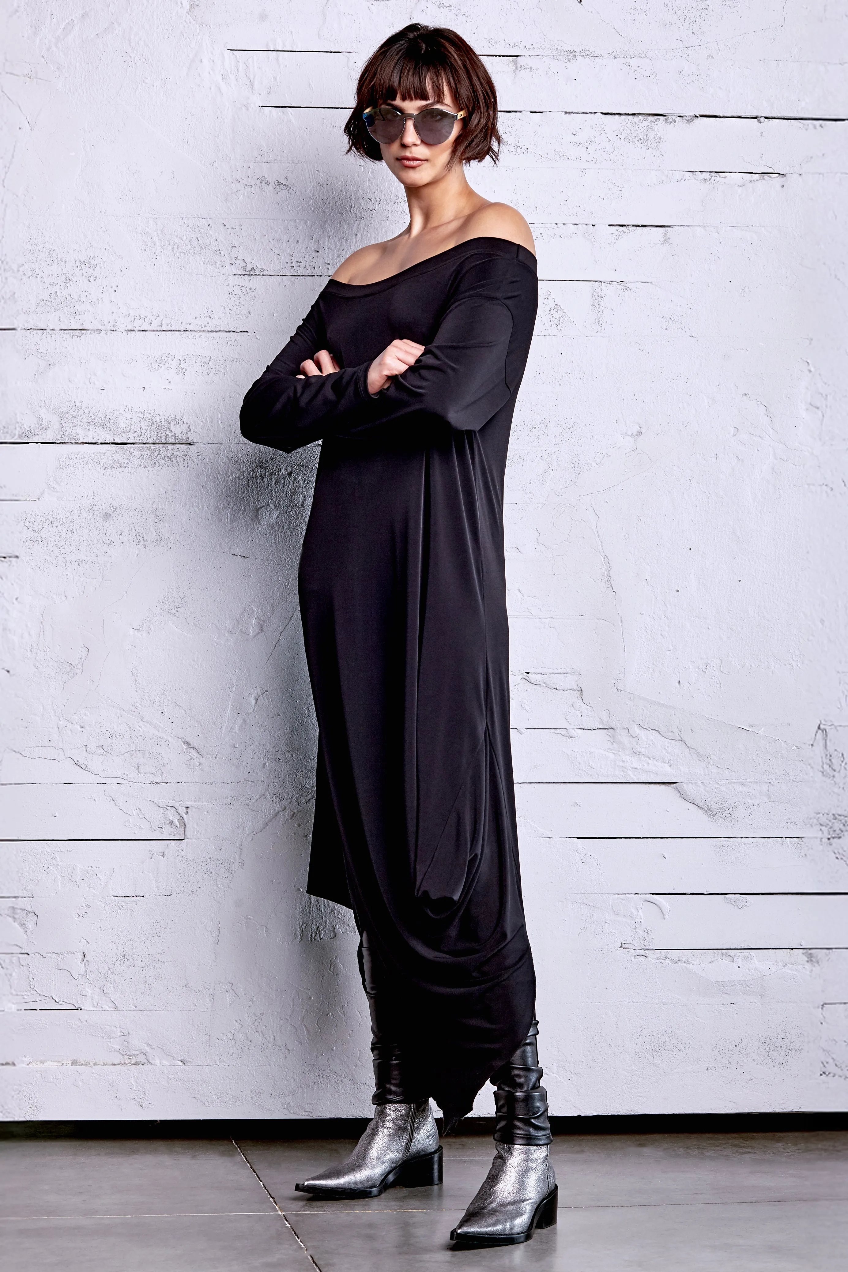 Matte Jersey Off The Shoulder Dress