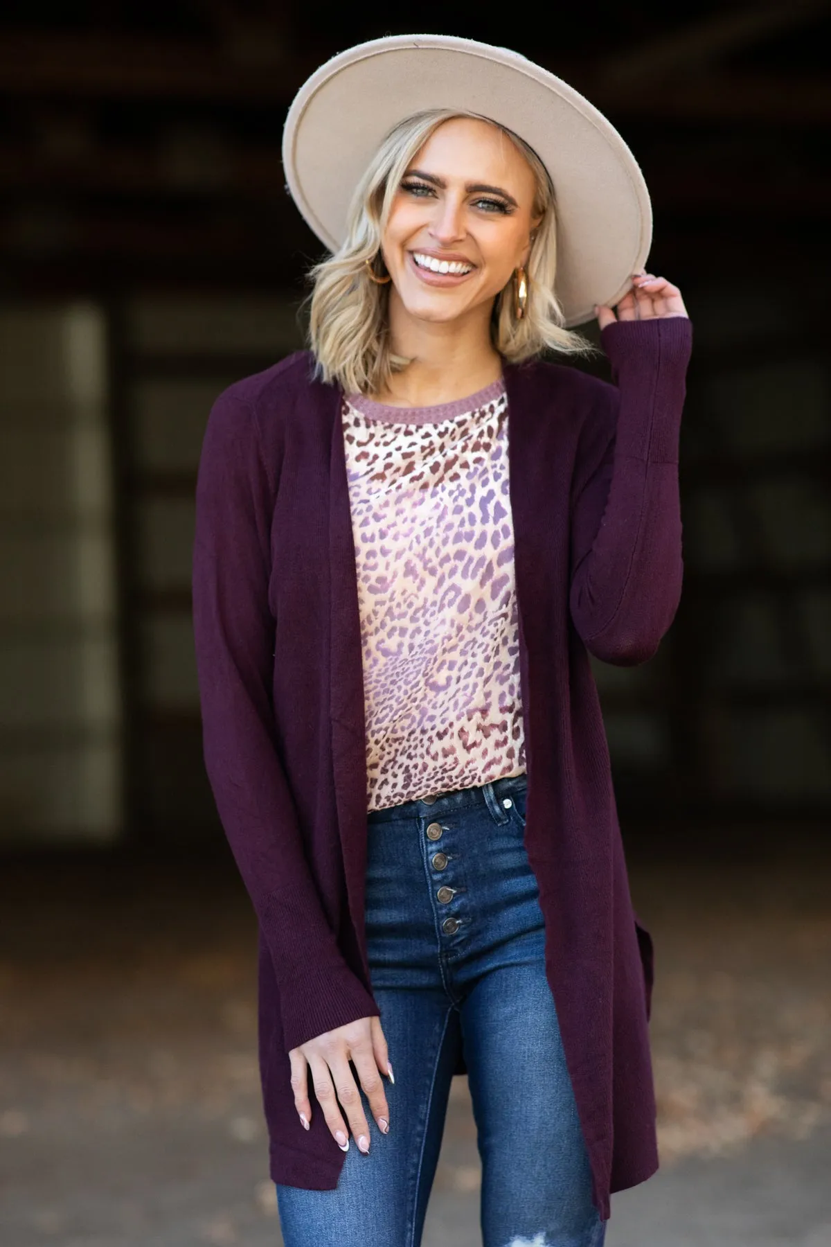 Mauve Velvet Animal Print Top