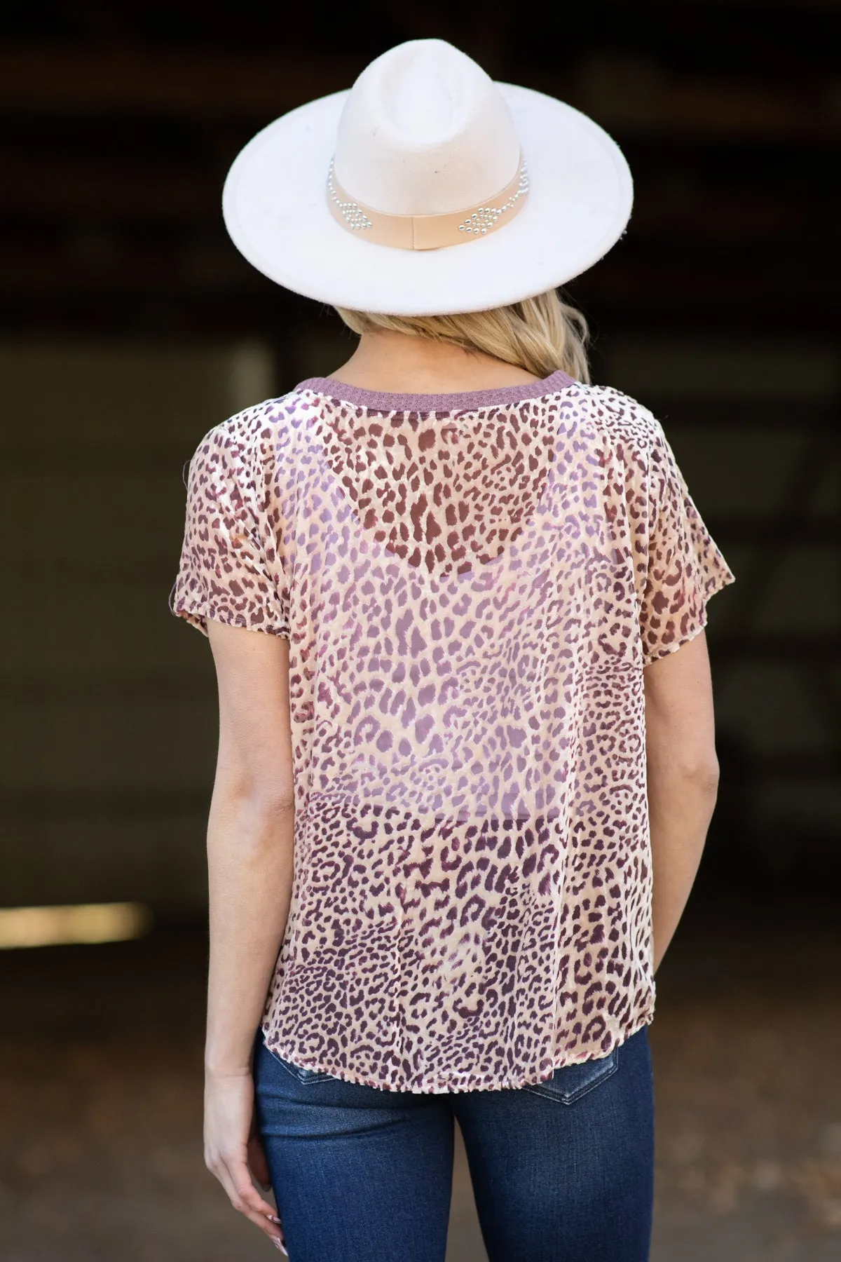 Mauve Velvet Animal Print Top