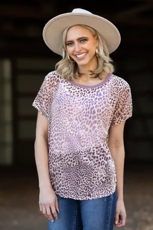 Mauve Velvet Animal Print Top