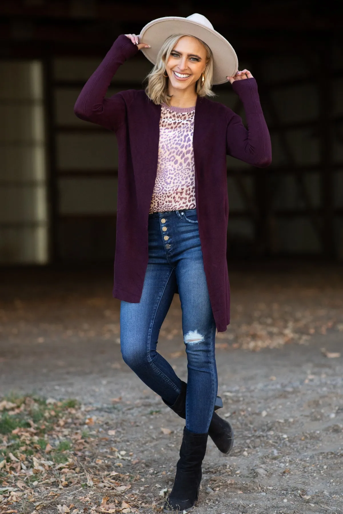 Mauve Velvet Animal Print Top