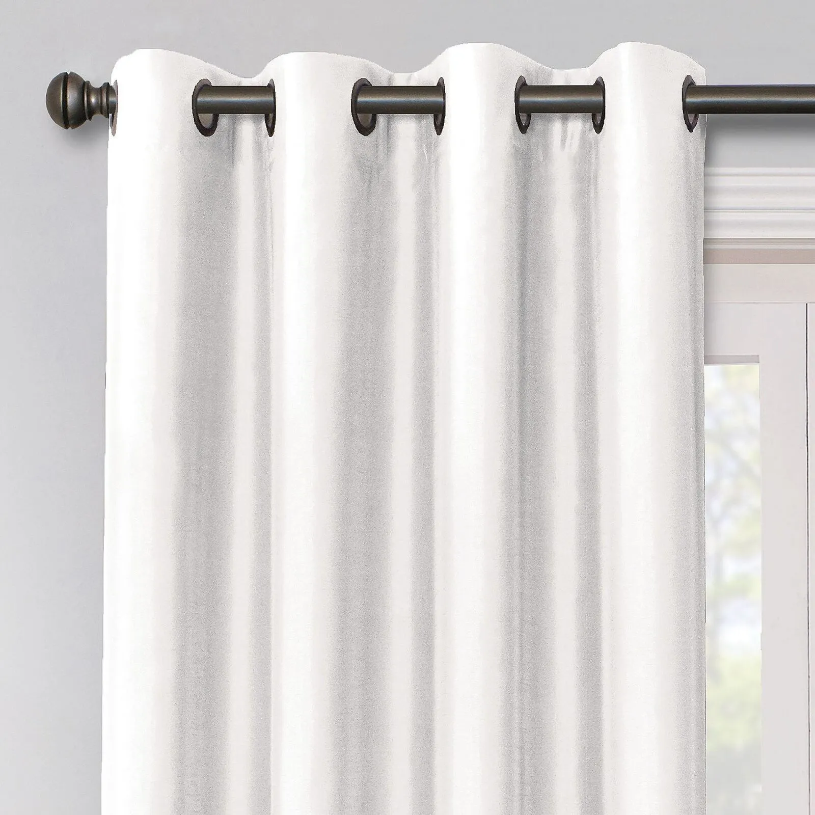 Max Blackout Mystique 100% Blackout Grommet Top Single Curtain Panel White 50x84
