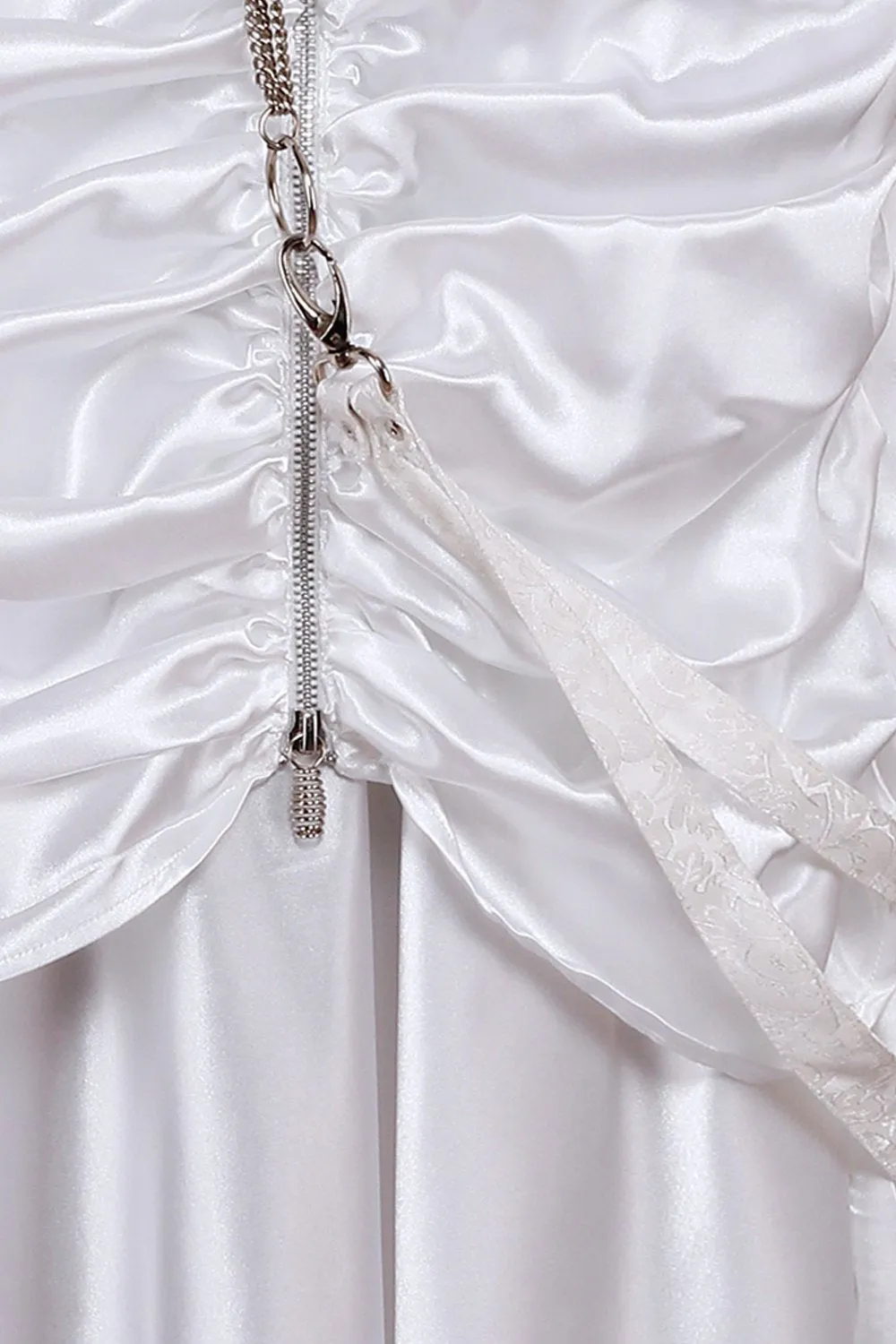 Maya White Gothic Ruched Skirt