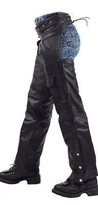 MEN'S MOTORCYCLE BRAIDED LEATHER CHAP W/FOUR SNAP BUTTONS W/1 POCKET UPTO 10X